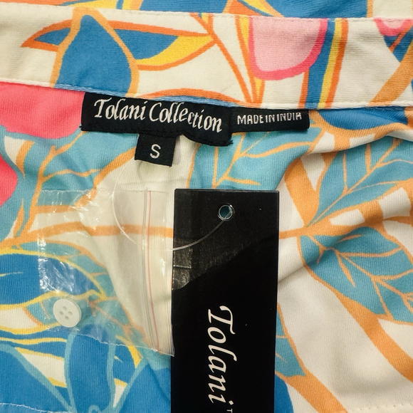 NWT Tolani Blue Tropica Maxi Dress Size:S Pocket Floral Button Front Long Sleeve - Picture 6 of 15